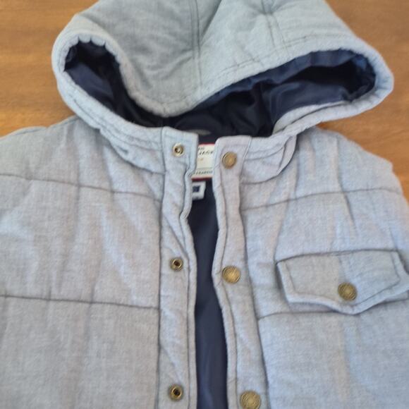 Janie and Jack boys puffer hooded grey vest kids size 10/12 - Picture 3 of 6